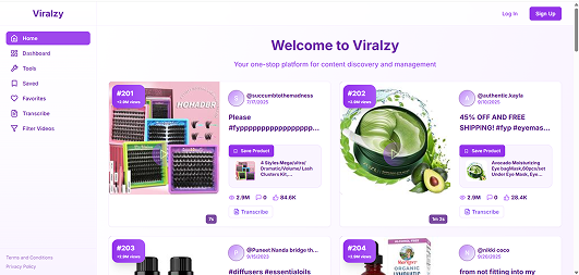 Viralzy Dashboard - Social Media Analytics Platform